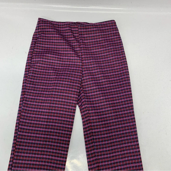 ECRU Plaid Pants Woman XS Purple Houndstooth Pockets Crop Preppy Casual NEW - Picture 7 of 12